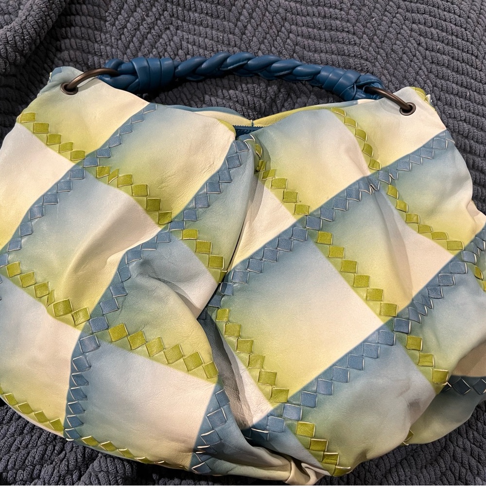 Large hobo bag…unique colors. Soft leather with suede interior. Middle zipper. - Picture 3 of 4